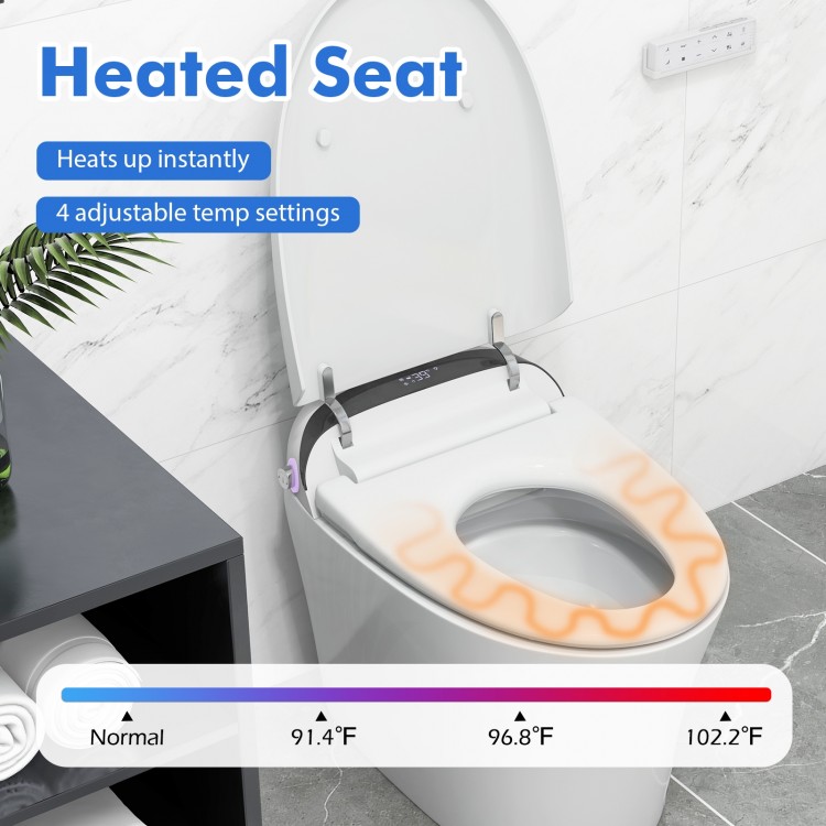 Heated seat of the One-Piece Elongated Smart Toilet Bidet with 4 temperature settings for year-round comfort.