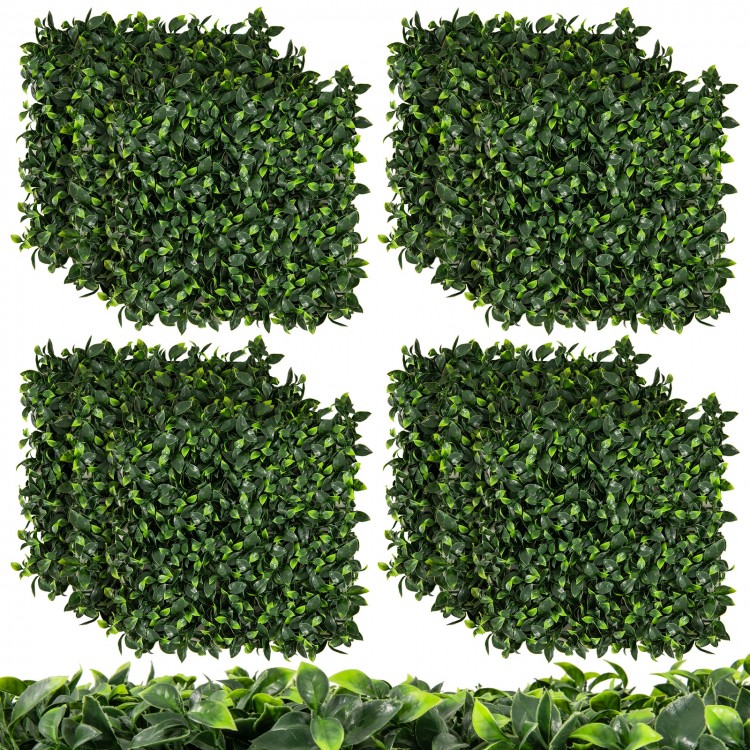 Set of 12 artificial topiary gardenia shrub grass panels, 20 x 20 inches, featuring vibrant green leaves for indoor and.
