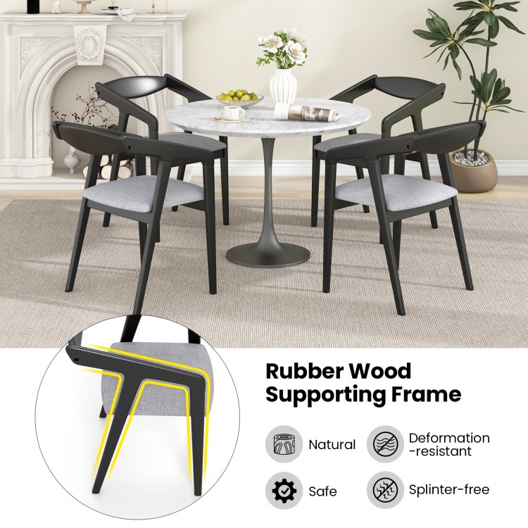 Wooden dining chair set of 2 with rubber wood frame, padded cushions, and ergonomic armrests for versatile seating.