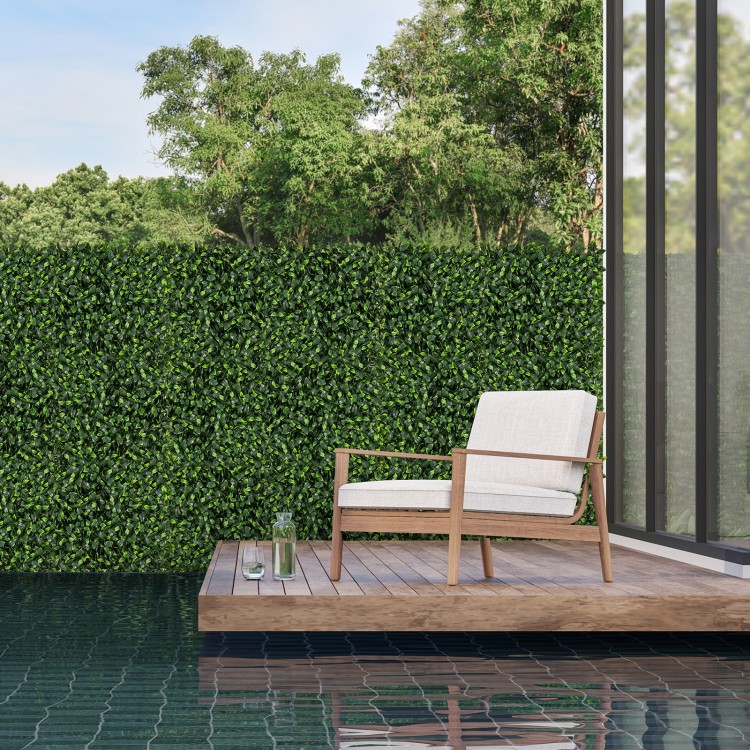 Artificial topiary gardenia shrub grass panel in vibrant green, 20 x 20 inches, ideal for indoor and outdoor decor.