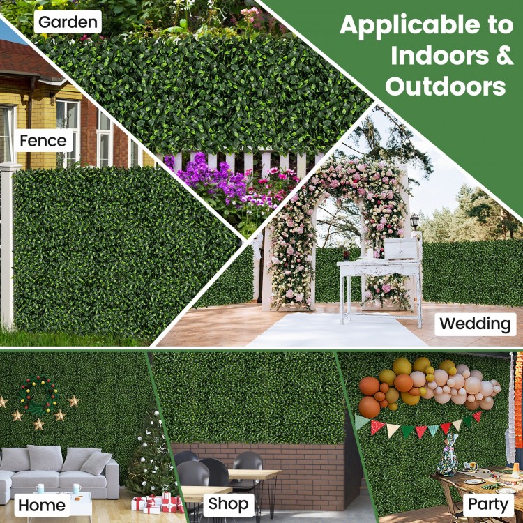 Artificial topiary gardenia shrub grass panels in gradient green, 20x20 inches, suitable for indoor and outdoor decor.