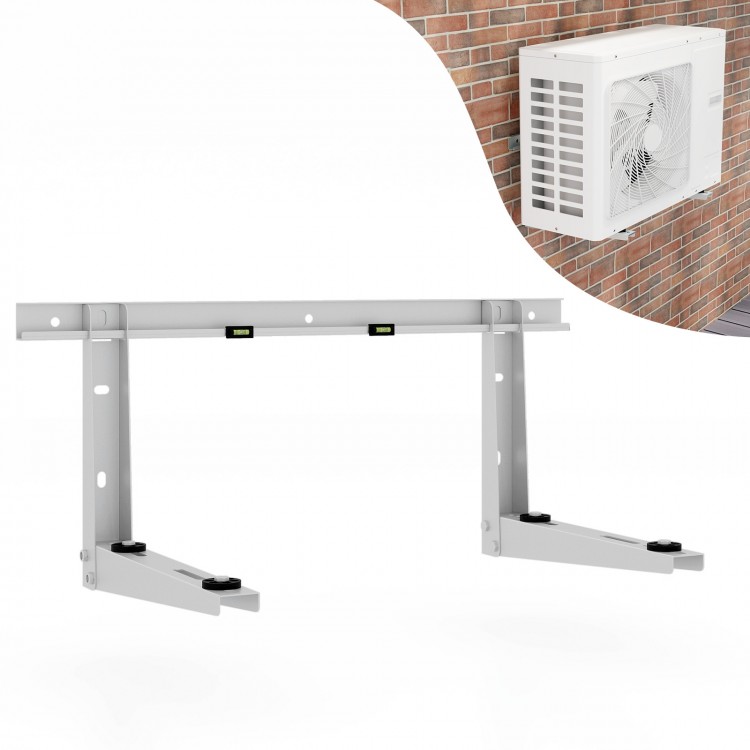 Mini split wall mounting bracket made of zinc-coated steel for 6000-12000 BTU AC units, featuring adjustable rubber.