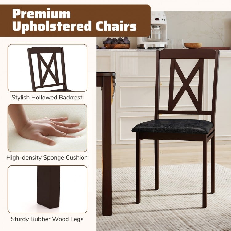 Single premium upholstered chair with stylish hollowed backrest and sturdy rubber wood legs for dining room use.