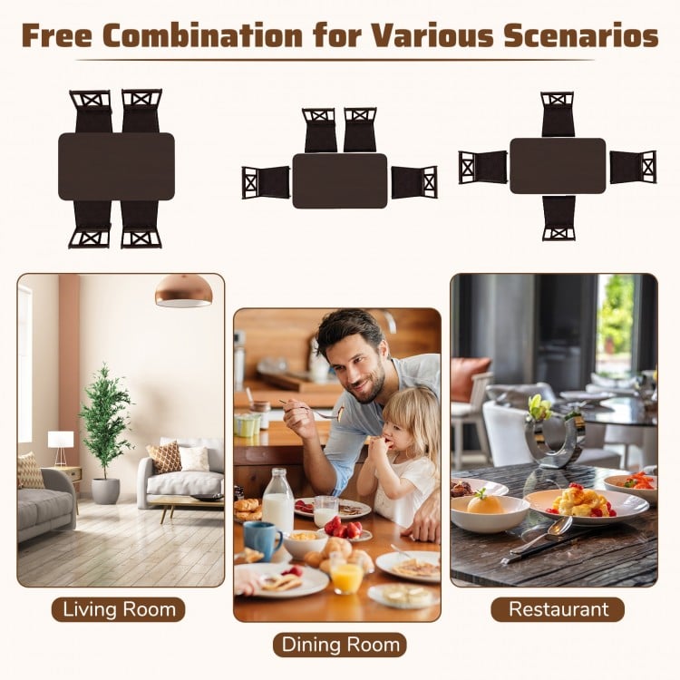 5-piece dining table set featuring a wide tabletop and rubber wood legs, ideal for living rooms, dining rooms, and.