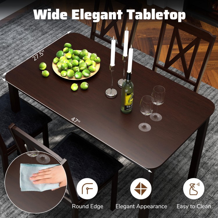 Wide rectangular dining table with rubber wood legs, featuring a smooth surface and elegant design, perfect for dining.
