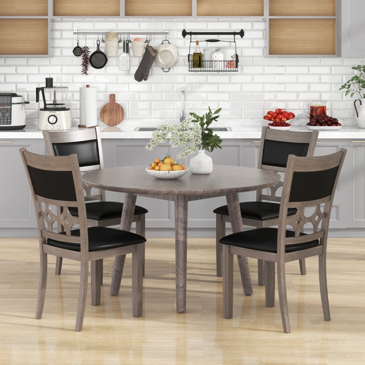 Upholstered dining chair set with gray padded backrest and seat, ideal for kitchen or dining room decor.