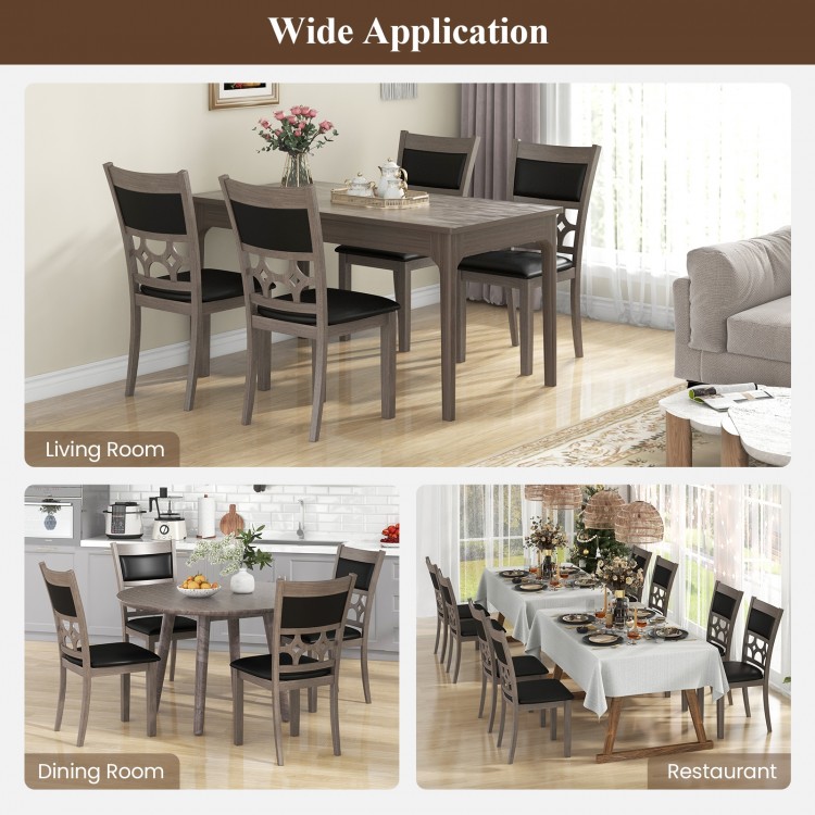 Upholstered dining chair set of 2 in gray with padded backrest, perfect for dining rooms and kitchens.