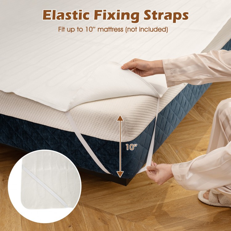 Elastic fixing straps for the machine washable electric bed warmer, fitting up to 10" mattresses for personalized.