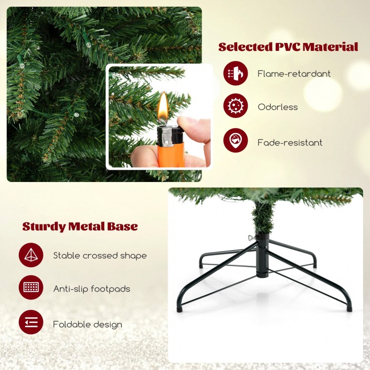 8 FT corner artificial Christmas tree with 1137 branch tips and 360 warm white LED lights for festive decoration.