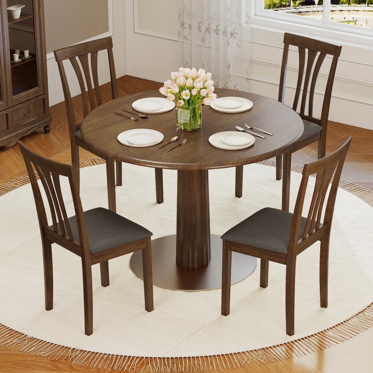 Wooden dining chairs set of 2 with brown linen upholstery and rubber wood frame, perfect for stylish dining spaces.