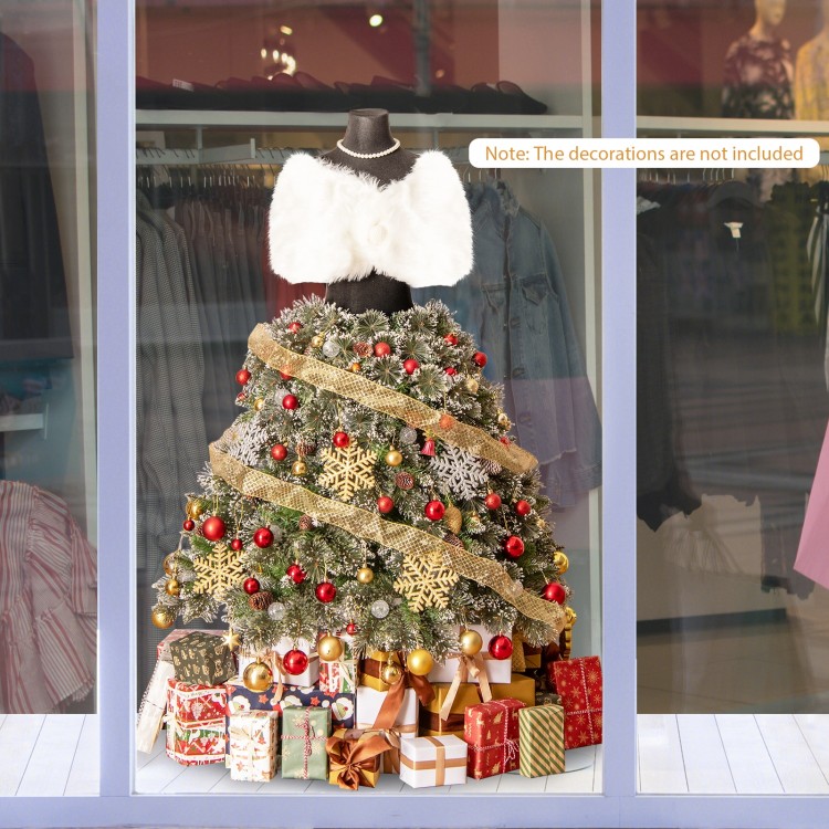 5 FT pre-lit mannequin Christmas tree with skirt design, 465 branch tips, and warm white lights for festive decor.