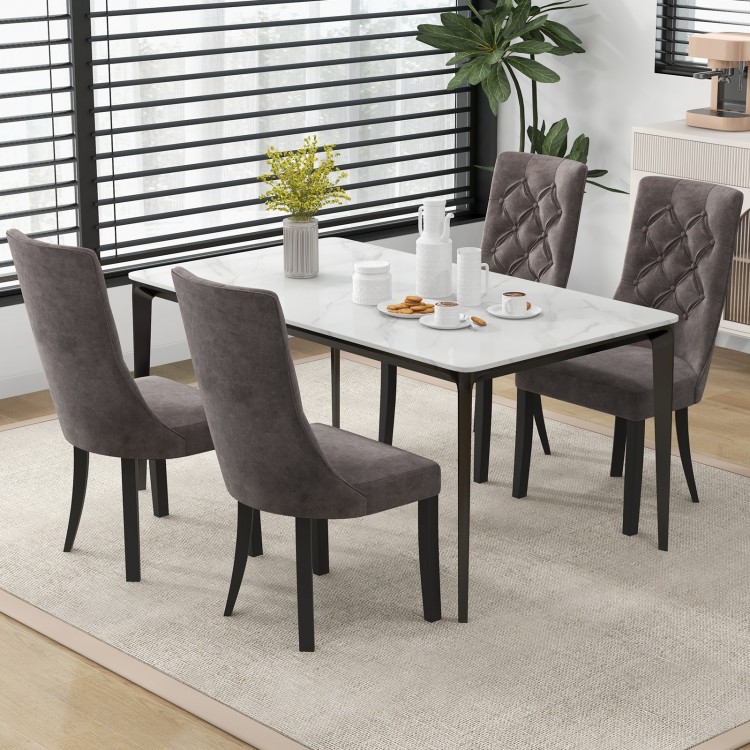Tufted dining chairs set of 2 in gray with high backrest and padded seat, perfect for dining rooms or elegant spaces.