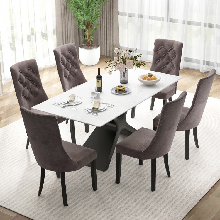 Elegant tufted dining chairs set of 2 in gray with high backrest and padded seat, perfect for dining rooms or.