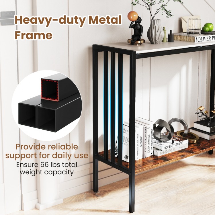36-inch console table with a sintered stone tabletop and heavy-duty metal frame, perfect for living room or entryway.