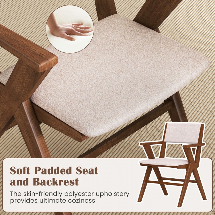 Soft padded seat and backrest of a walnut wooden dining chair, featuring skin-friendly upholstery for cozy seating.