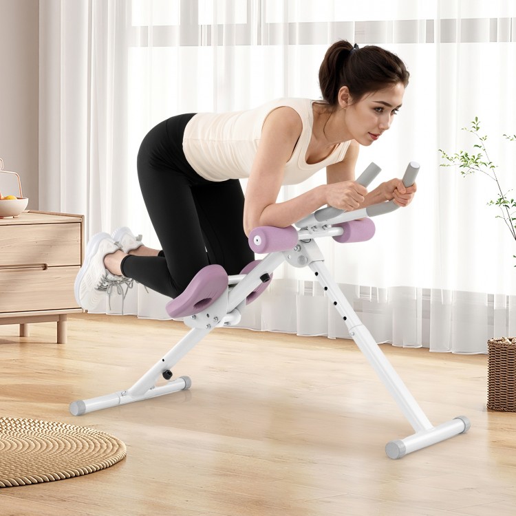 Adjustable abdominal trainer in white with soft knee cushions, ideal for effective core workouts in home settings.