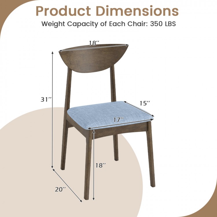 Wooden dining chair dimensions with rubber wood legs, 350 lbs capacity, featuring soft linen fabric cushion for comfort.