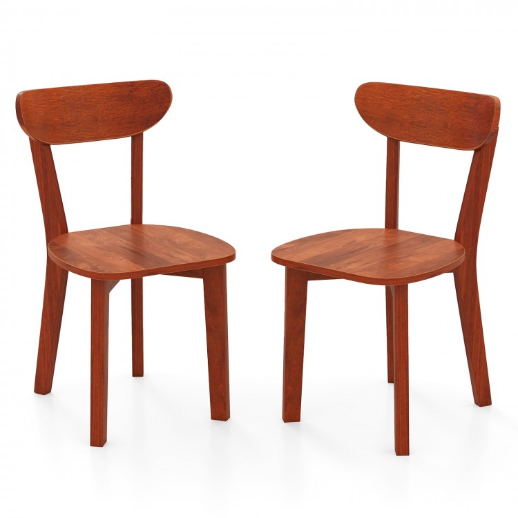 Set of 2 solid wood dining chairs with curved backrest, espresso finish, suitable for kitchen or restaurant use.