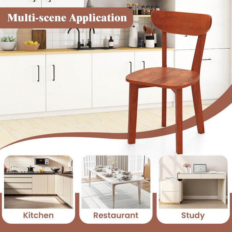 Solid wood dining chair with curved backrest in espresso finish, ideal for kitchen, restaurant, or study use.