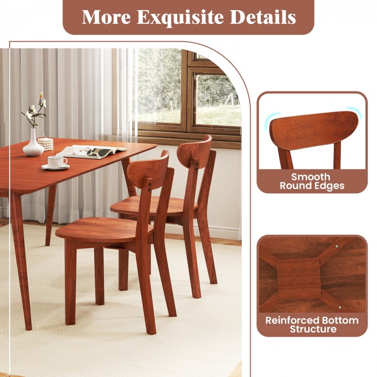 Solid wood dining chair set of 2 with curved backrest and espresso finish, featuring smooth edges for safety.