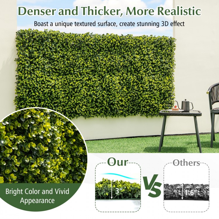 Artificial hedge eucalyptus panel set, 12 pieces, 20"x20", 3" thick, vibrant green, ideal for privacy screens and.