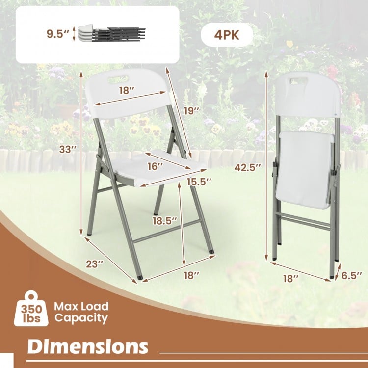 Folding stackable chair with metal frame, ergonomic backrest, and carrying handle; ideal for outdoor events and easy.