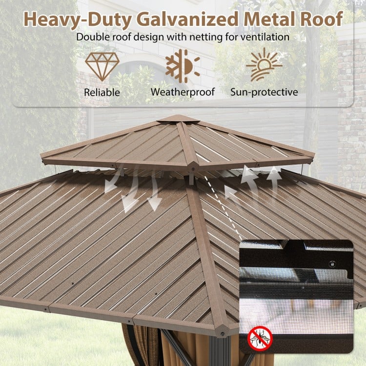 12 x 12 FT Hardtop Gazebo Outdoor Pergola for Patio Garden Deck Lawn Backyard Party Tent - Gallery View 7 of 13