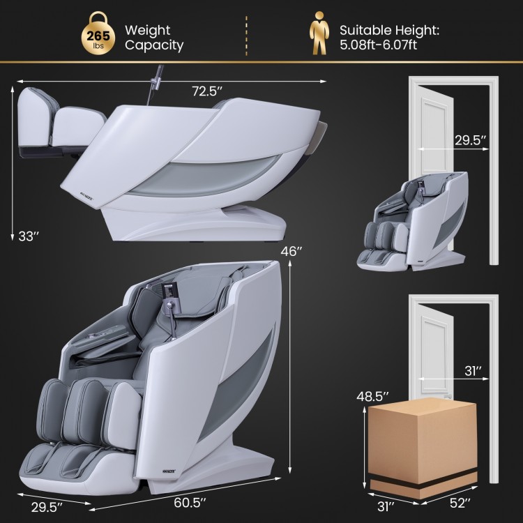 Premium 4D full body zero gravity massage recliner in gray with adjustable positions and 34 airbags for ultimate.