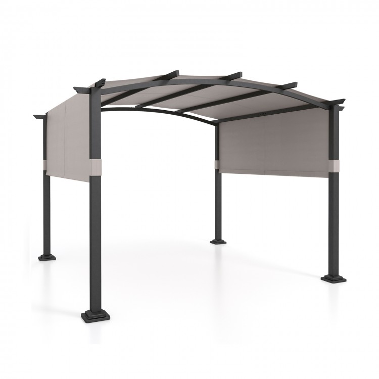 10 x 10 ft Outdoor Pergola Modern Arched Patio Garden Shelter with Retractable Sunshade Canopy - Gallery View 1 of 11