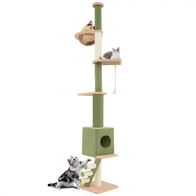 Tall cat tree with adjustable height, cozy condo, and scratching posts, perfect for climbing and play for your cats.