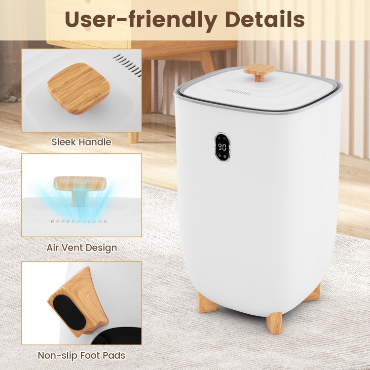 40L towel warmer with sleek handle, air vent design, and non-slip foot pads for convenient family use.
