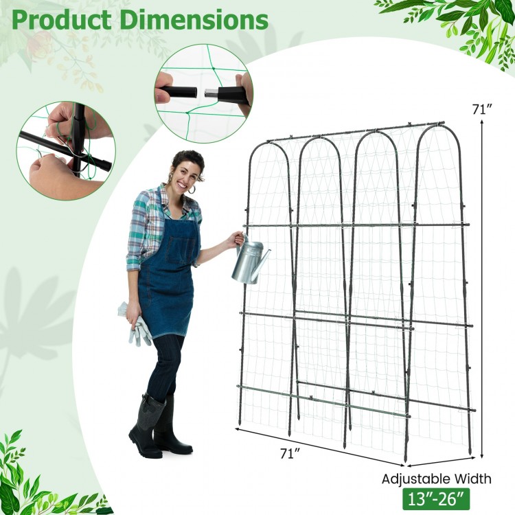 U-shaped tall garden arched trellis, 71 x 71 inches, made of PE-coated metal for climbing plants, with secure anchoring.