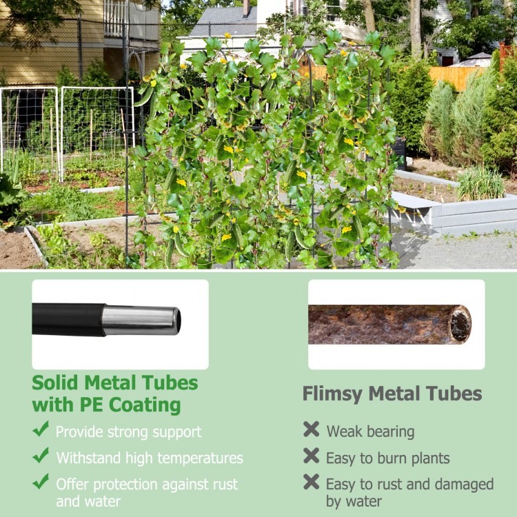 U-shaped tall garden trellis made of PE-coated metal tubes, ideal for supporting climbing plants and enhancing growth.
