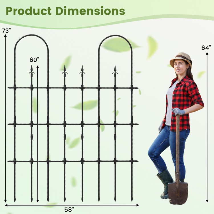 Outdoor garden rose arch trellis, 58 x 73 inches, made of rustproof metal for climbing plants and stability.