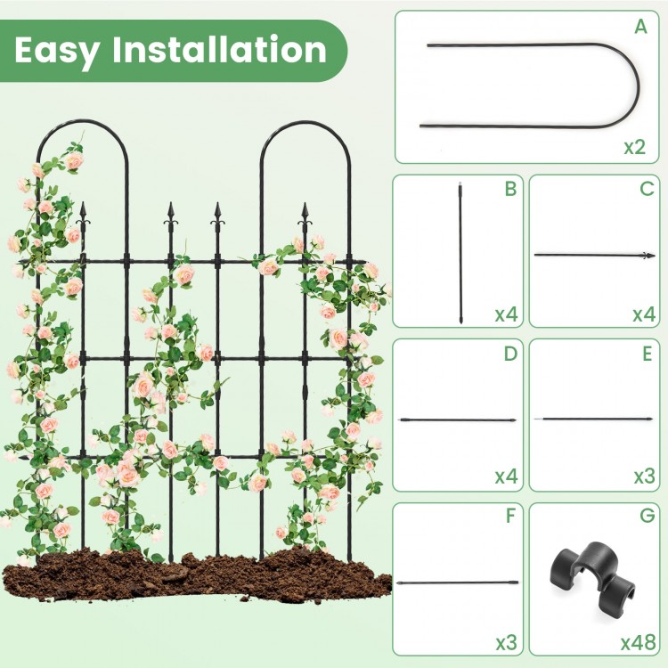Outdoor garden rose arch trellis made of PE-coated metal, 58 x 73 inches, designed for climbing plants with sturdy.