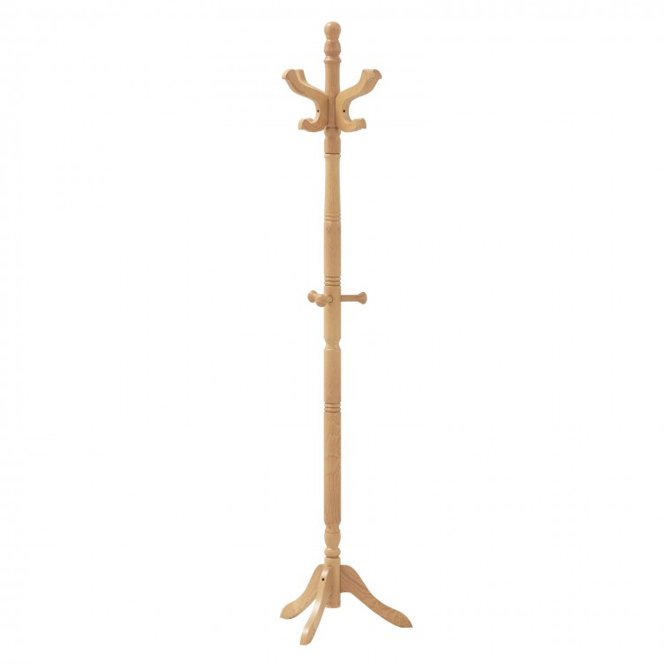 Solid wood hall tree with 11 hooks and 3 height options, designed for entryway use with a vintage style and stable base.