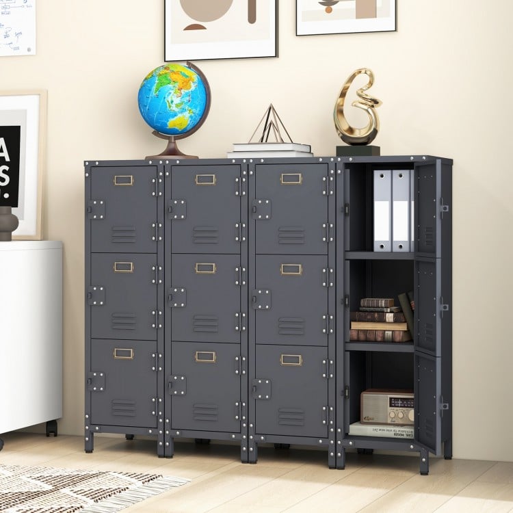 Metal Storage Locker with 3 Lockable Doors and Adjustable Feet - Gallery View 1 of 11