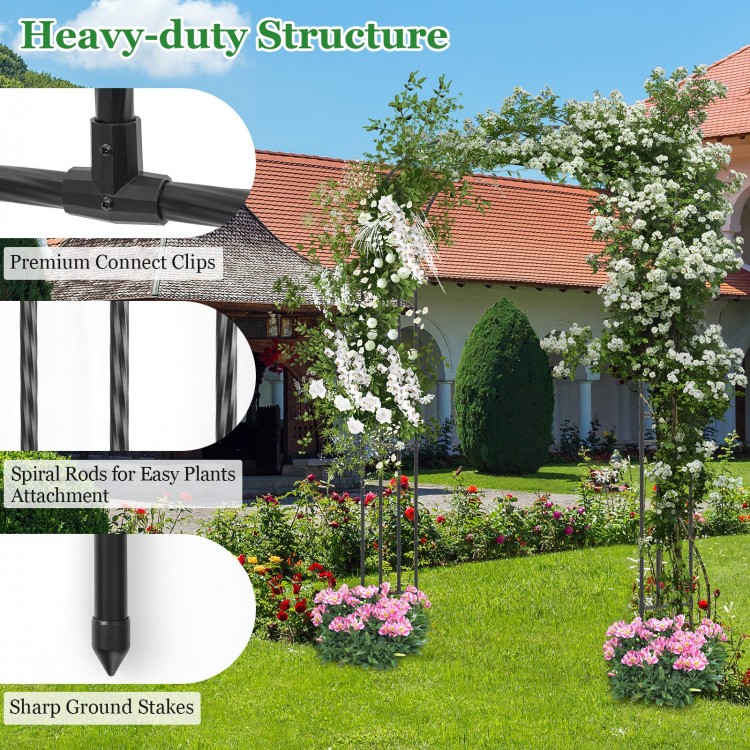 Outdoor metal garden arch trellis with PE-coated tubes, ideal for climbing plants and garden decoration.