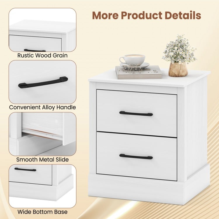 Wood Compact Floor Nightstand with Storage Drawers - Gallery View 7 of 7
