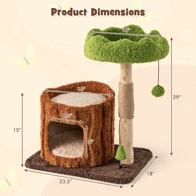 Multifunctional cat tree features a cozy condo, wide top perch, and sisal scratching post for feline relaxation and.