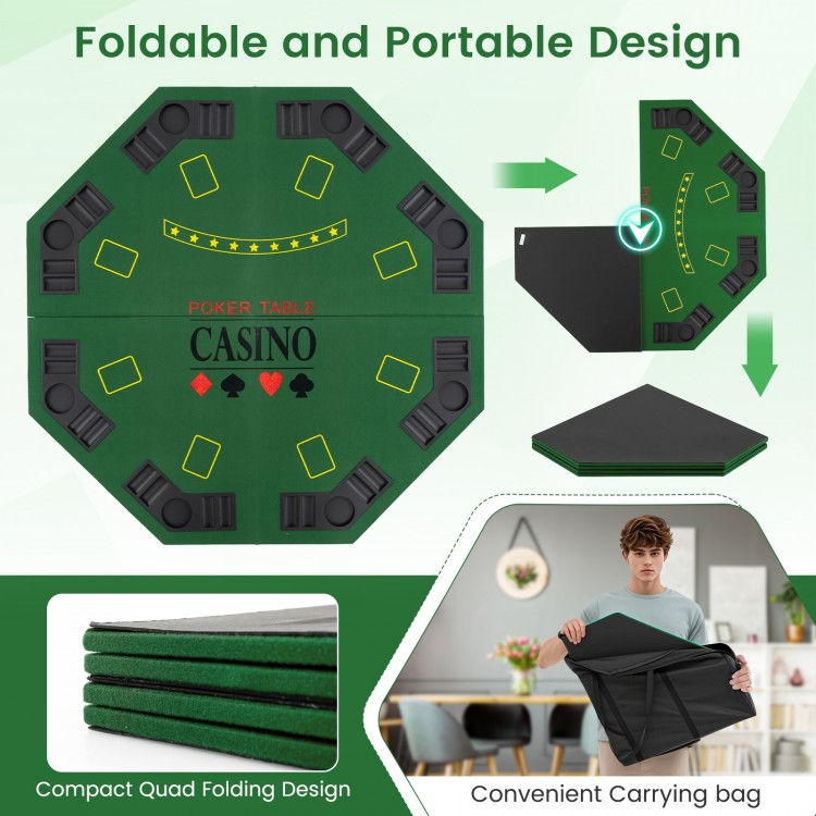 Compact carrying bag for 8-player foldable poker table top, designed for easy transport and storage, ideal for game.