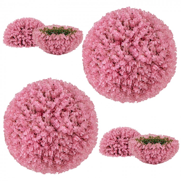 Faux pink eucalyptus decorative balls with 7-layer leaves, perfect for garden, porch, or wedding decor.