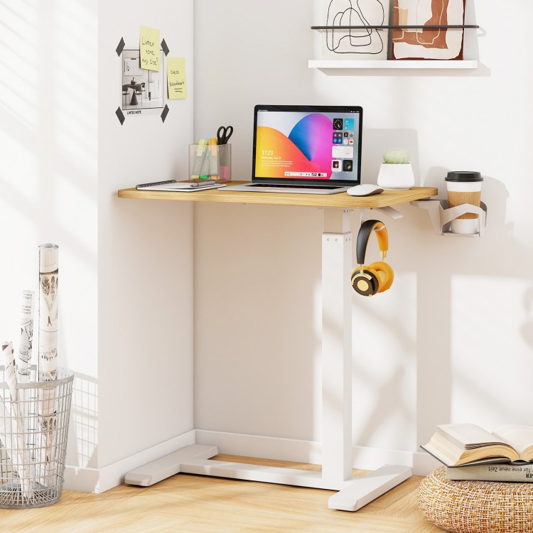 Mobile Standing Desk Height Adjustable Overbed Bedside Table with Cup Holder - Gallery View 6 of 11
