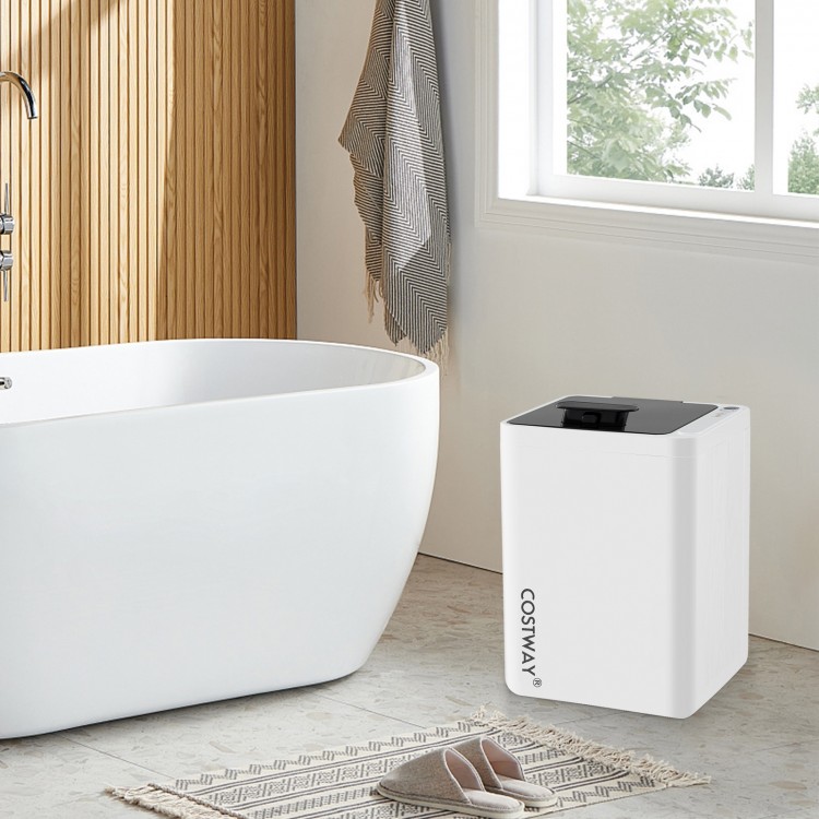 Large 23L white towel warmer bucket with timer, perfect for heating towels and bathrobes in homes and spas.