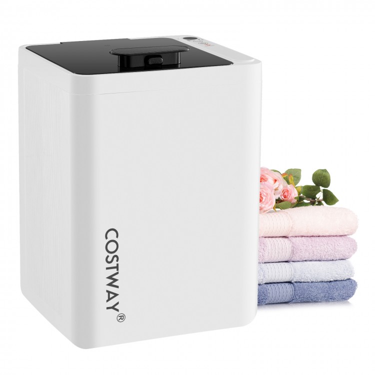Large 23L towel warmer bucket in white with timer, ideal for heating towels and bathrobes safely at home or spas.