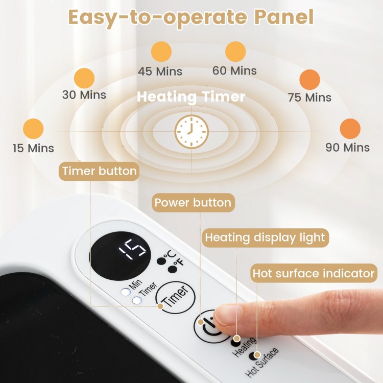Intuitive control panel of the 23L towel warmer with timer and overheat protection for safe, efficient heating.