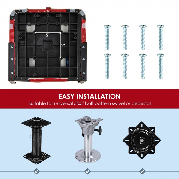 Folding low back fishing boat seats with ergonomic support, durable PVC, and stainless steel screws for easy.