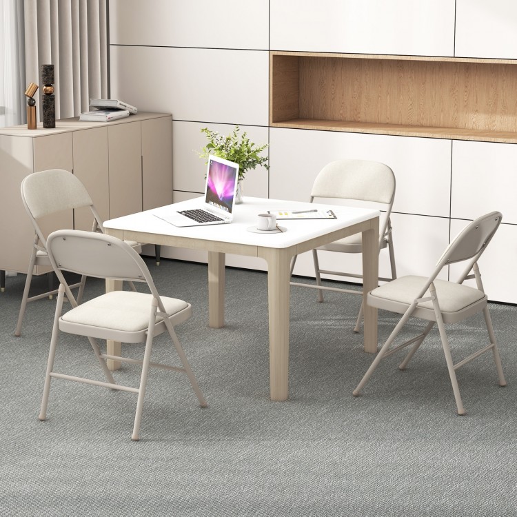 Foldable chair set of 6 with padded seats and fabric-covered backrests, ideal for dining or meetings in any space.