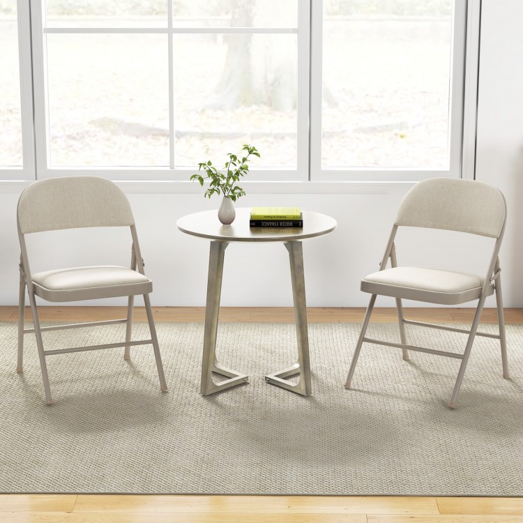 Foldable chair set with padded seats and fabric-covered backrests, perfect for dining rooms or parties, shown in a cozy.