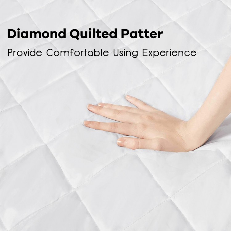 Diamond quilted pattern of the heated electric mattress pad, designed for comfort and even heating in cold weather.